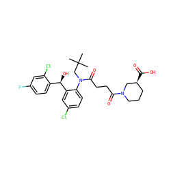 CC(C)(C)CN(C(=O)CCC(=O)N1CCC[C@H](C(=O)O)C1)c1ccc(Cl)cc1[C@H](O)c1ccc(F)cc1Cl ZINC000066066033