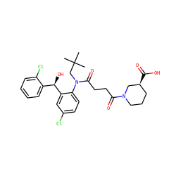 CC(C)(C)CN(C(=O)CCC(=O)N1CCC[C@H](C(=O)O)C1)c1ccc(Cl)cc1[C@H](O)c1ccccc1Cl ZINC000066079322