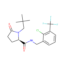 CC(C)(C)CN1C(=O)CC[C@@H]1C(=O)NCc1cccc(C(F)(F)F)c1Cl ZINC000095565051