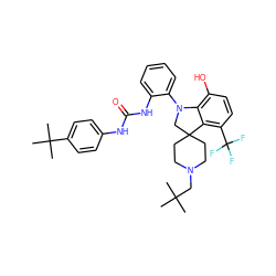 CC(C)(C)CN1CCC2(CC1)CN(c1ccccc1NC(=O)Nc1ccc(C(C)(C)C)cc1)c1c(O)ccc(C(F)(F)F)c12 ZINC001772609907