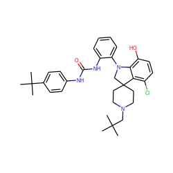 CC(C)(C)CN1CCC2(CC1)CN(c1ccccc1NC(=O)Nc1ccc(C(C)(C)C)cc1)c1c(O)ccc(Cl)c12 ZINC001772581418