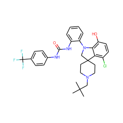 CC(C)(C)CN1CCC2(CC1)CN(c1ccccc1NC(=O)Nc1ccc(C(F)(F)F)cc1)c1c(O)ccc(Cl)c12 ZINC000169348367