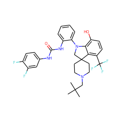 CC(C)(C)CN1CCC2(CC1)CN(c1ccccc1NC(=O)Nc1ccc(F)c(F)c1)c1c(O)ccc(C(F)(F)F)c12 ZINC001772633768