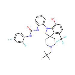 CC(C)(C)CN1CCC2(CC1)CN(c1ccccc1NC(=O)Nc1ccc(F)cc1F)c1c(O)ccc(C(F)(F)F)c12 ZINC000208167336
