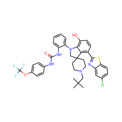 CC(C)(C)CN1CCC2(CC1)CN(c1ccccc1NC(=O)Nc1ccc(OC(F)(F)F)cc1)c1c(O)ccc(-c3nc4cc(Cl)ccc4s3)c12 ZINC001772577212