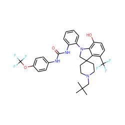 CC(C)(C)CN1CCC2(CC1)CN(c1ccccc1NC(=O)Nc1ccc(OC(F)(F)F)cc1)c1c(O)ccc(C(F)(F)F)c12 ZINC000169353913