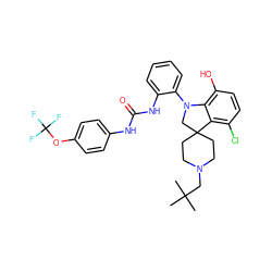 CC(C)(C)CN1CCC2(CC1)CN(c1ccccc1NC(=O)Nc1ccc(OC(F)(F)F)cc1)c1c(O)ccc(Cl)c12 ZINC000169348361
