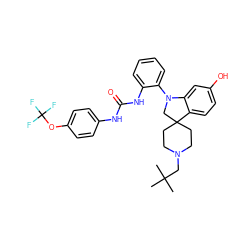 CC(C)(C)CN1CCC2(CC1)CN(c1ccccc1NC(=O)Nc1ccc(OC(F)(F)F)cc1)c1cc(O)ccc12 ZINC000169348363