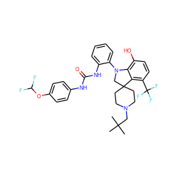 CC(C)(C)CN1CCC2(CC1)CN(c1ccccc1NC(=O)Nc1ccc(OC(F)F)cc1)c1c(O)ccc(C(F)(F)F)c12 ZINC000208167173