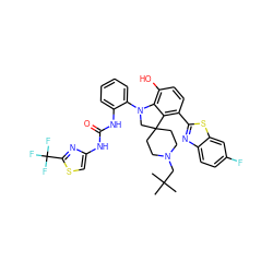 CC(C)(C)CN1CCC2(CC1)CN(c1ccccc1NC(=O)Nc1csc(C(F)(F)F)n1)c1c(O)ccc(-c3nc4ccc(F)cc4s3)c12 ZINC001772577274