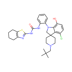 CC(C)(C)CN1CCC2(CC1)CN(c1ccccc1NC(=O)Nc1nc3c(s1)CCCC3)c1c(O)ccc(Cl)c12 ZINC001772656101