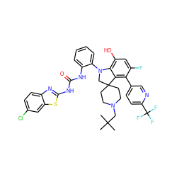 CC(C)(C)CN1CCC2(CC1)CN(c1ccccc1NC(=O)Nc1nc3ccc(Cl)cc3s1)c1c(O)cc(F)c(-c3ccc(C(F)(F)F)nc3)c12 ZINC001772604461
