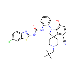 CC(C)(C)CN1CCC2(CC1)CN(c1ccccc1NC(=O)Nc1nc3ccc(Cl)cc3s1)c1c(O)ccc(C#N)c12 ZINC001772654187