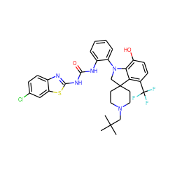 CC(C)(C)CN1CCC2(CC1)CN(c1ccccc1NC(=O)Nc1nc3ccc(Cl)cc3s1)c1c(O)ccc(C(F)(F)F)c12 ZINC000208175286