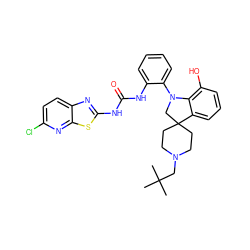 CC(C)(C)CN1CCC2(CC1)CN(c1ccccc1NC(=O)Nc1nc3ccc(Cl)nc3s1)c1c(O)cccc12 ZINC001772586807