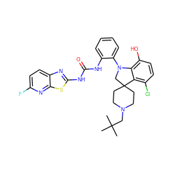 CC(C)(C)CN1CCC2(CC1)CN(c1ccccc1NC(=O)Nc1nc3ccc(F)nc3s1)c1c(O)ccc(Cl)c12 ZINC001772632327