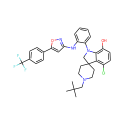 CC(C)(C)CN1CCC2(CC1)CN(c1ccccc1Nc1cc(-c3ccc(C(F)(F)F)cc3)on1)c1c(O)ccc(Cl)c12 ZINC000208083845