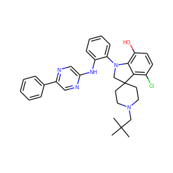 CC(C)(C)CN1CCC2(CC1)CN(c1ccccc1Nc1cnc(-c3ccccc3)cn1)c1c(O)ccc(Cl)c12 ZINC000169347482