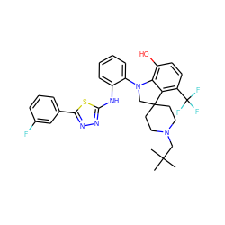CC(C)(C)CN1CCC2(CC1)CN(c1ccccc1Nc1nnc(-c3cccc(F)c3)s1)c1c(O)ccc(C(F)(F)F)c12 ZINC000208167061