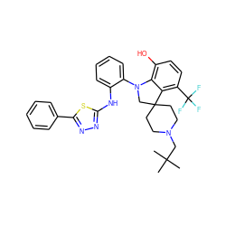 CC(C)(C)CN1CCC2(CC1)CN(c1ccccc1Nc1nnc(-c3ccccc3)s1)c1c(O)ccc(C(F)(F)F)c12 ZINC000143538349