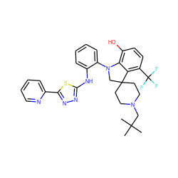 CC(C)(C)CN1CCC2(CC1)CN(c1ccccc1Nc1nnc(-c3ccccn3)s1)c1c(O)ccc(C(F)(F)F)c12 ZINC000208167120