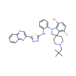 CC(C)(C)CN1CCC2(CC1)CN(c1ccccc1Nc1nnc(-c3cnc4ccccc4n3)s1)c1c(O)ccc(Cl)c12 ZINC000208046380
