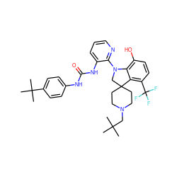 CC(C)(C)CN1CCC2(CC1)CN(c1ncccc1NC(=O)Nc1ccc(C(C)(C)C)cc1)c1c(O)ccc(C(F)(F)F)c12 ZINC000208159246