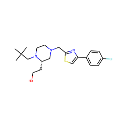 CC(C)(C)CN1CCN(Cc2nc(-c3ccc(F)cc3)cs2)C[C@@H]1CCO ZINC000022919349