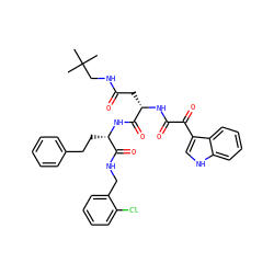 CC(C)(C)CNC(=O)C[C@H](NC(=O)C(=O)c1c[nH]c2ccccc12)C(=O)N[C@@H](CCc1ccccc1)C(=O)NCc1ccccc1Cl ZINC000169326871