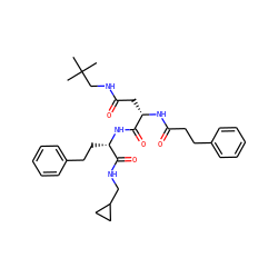 CC(C)(C)CNC(=O)C[C@H](NC(=O)CCc1ccccc1)C(=O)N[C@@H](CCc1ccccc1)C(=O)NCC1CC1 ZINC000169326864