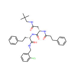 CC(C)(C)CNC(=O)C[C@H](NC(=O)CCc1ccccc1)C(=O)N[C@@H](CCc1ccccc1)C(=O)NCc1ccccc1Cl ZINC000169326868