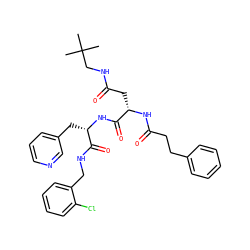 CC(C)(C)CNC(=O)C[C@H](NC(=O)CCc1ccccc1)C(=O)N[C@@H](Cc1cccnc1)C(=O)NCc1ccccc1Cl ZINC000169326877