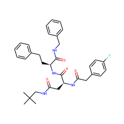 CC(C)(C)CNC(=O)C[C@H](NC(=O)Cc1ccc(F)cc1)C(=O)N[C@@H](CCc1ccccc1)C(=O)NCc1ccccc1 ZINC000169326852