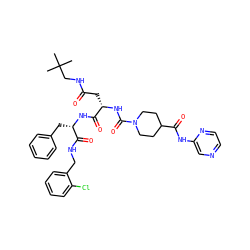 CC(C)(C)CNC(=O)C[C@H](NC(=O)N1CCC(C(=O)Nc2cnccn2)CC1)C(=O)N[C@@H](Cc1ccccc1)C(=O)NCc1ccccc1Cl ZINC001772610780