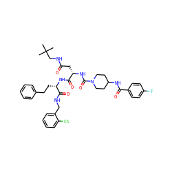CC(C)(C)CNC(=O)C[C@H](NC(=O)N1CCC(NC(=O)c2ccc(F)cc2)CC1)C(=O)N[C@@H](CCc1ccccc1)C(=O)NCc1ccccc1Cl ZINC001772650630