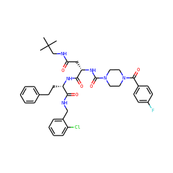CC(C)(C)CNC(=O)C[C@H](NC(=O)N1CCN(C(=O)c2ccc(F)cc2)CC1)C(=O)N[C@@H](CCc1ccccc1)C(=O)NCc1ccccc1Cl ZINC001772614245