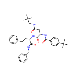 CC(C)(C)CNC(=O)C[C@H](NC(=O)c1ccc(C(C)(C)C)cc1)C(=O)N[C@@H](CCc1ccccc1)C(=O)NCc1ccccc1 ZINC000169326856