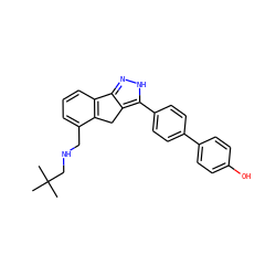 CC(C)(C)CNCc1cccc2c1Cc1c-2n[nH]c1-c1ccc(-c2ccc(O)cc2)cc1 ZINC000028822273