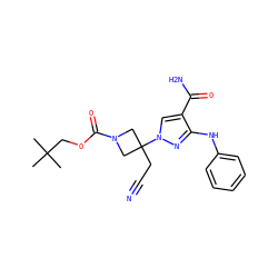 CC(C)(C)COC(=O)N1CC(CC#N)(n2cc(C(N)=O)c(Nc3ccccc3)n2)C1 ZINC000222091752