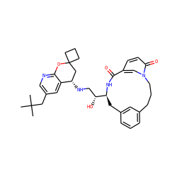 CC(C)(C)Cc1cnc2c(c1)[C@@H](NC[C@@H](O)[C@@H]1Cc3cccc(c3)CCCn3cc(ccc3=O)C(=O)N1)CC1(CCC1)O2 ZINC000096273400