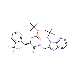 CC(C)(C)Cn1c(CNC(=O)[C@@H](Cc2ccccc2C(F)(F)F)NC(=O)OC(C)(C)C)nc2cccnc21 ZINC000029039490