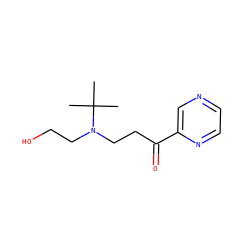 CC(C)(C)N(CCO)CCC(=O)c1cnccn1 ZINC000045356605