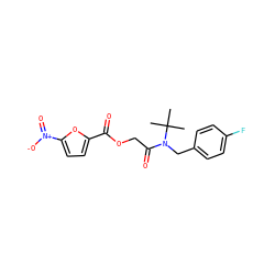 CC(C)(C)N(Cc1ccc(F)cc1)C(=O)COC(=O)c1ccc([N+](=O)[O-])o1 ZINC000066252648