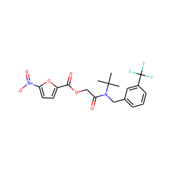 CC(C)(C)N(Cc1cccc(C(F)(F)F)c1)C(=O)COC(=O)c1ccc([N+](=O)[O-])o1 ZINC000066252185