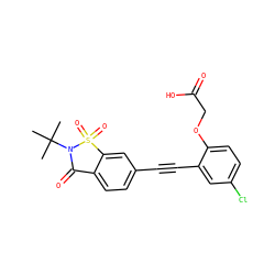 CC(C)(C)N1C(=O)c2ccc(C#Cc3cc(Cl)ccc3OCC(=O)O)cc2S1(=O)=O ZINC000073195569