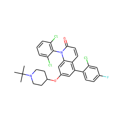 CC(C)(C)N1CCC(Oc2cc(-c3ccc(F)cc3Cl)c3ccc(=O)n(-c4c(Cl)cccc4Cl)c3c2)CC1 ZINC000028564949
