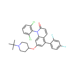 CC(C)(C)N1CCC(Oc2cc(-c3ccc(F)cc3F)c3ccc(=O)n(-c4c(Cl)cccc4Cl)c3c2)CC1 ZINC000028564989