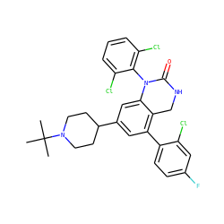 CC(C)(C)N1CCC(c2cc(-c3ccc(F)cc3Cl)c3c(c2)N(c2c(Cl)cccc2Cl)C(=O)NC3)CC1 ZINC000001553969