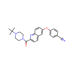 CC(C)(C)N1CCN(C(=O)c2ccc3cc(Oc4ccc(C#N)cc4)ccc3n2)CC1 ZINC001772627182