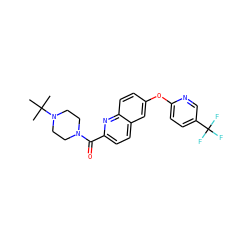 CC(C)(C)N1CCN(C(=O)c2ccc3cc(Oc4ccc(C(F)(F)F)cn4)ccc3n2)CC1 ZINC001772608438